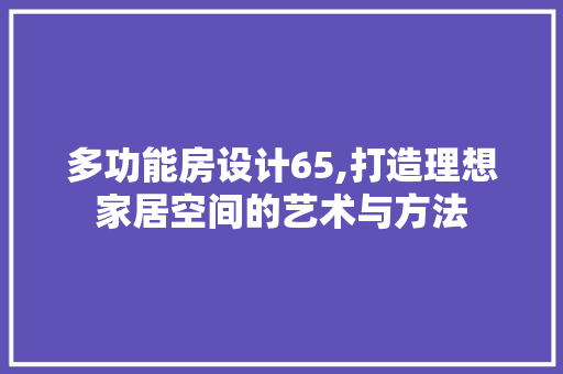 多功能房设计65,打造理想家居空间的艺术与方法