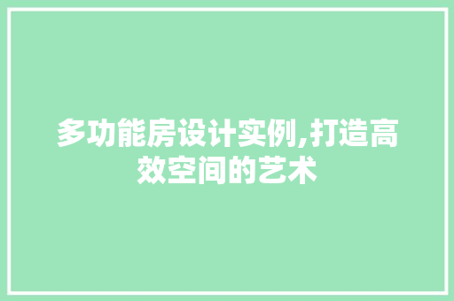 多功能房设计实例,打造高效空间的艺术