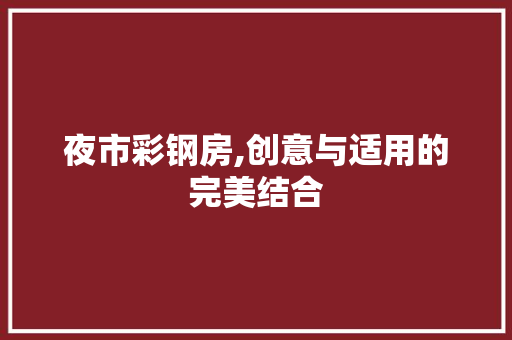 夜市彩钢房,创意与适用的完美结合