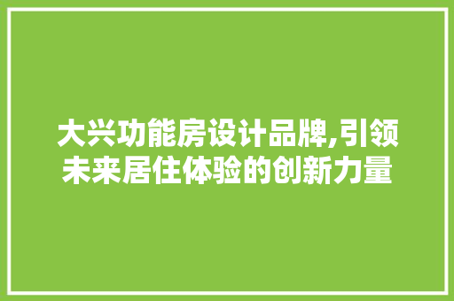 大兴功能房设计品牌,引领未来居住体验的创新力量