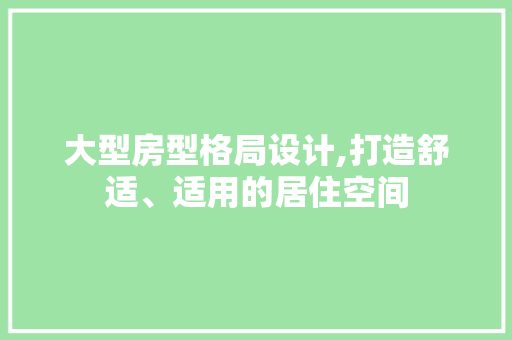 大型房型格局设计,打造舒适、适用的居住空间