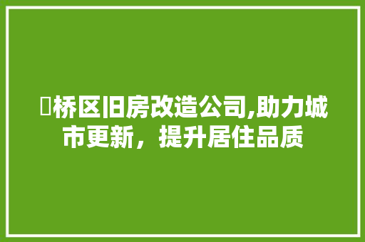 埇桥区旧房改造公司,助力城市更新，提升居住品质