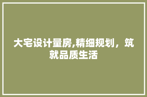 大宅设计量房,精细规划，筑就品质生活