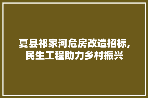 夏县祁家河危房改造招标,民生工程助力乡村振兴