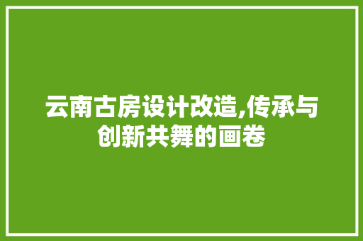 云南古房设计改造,传承与创新共舞的画卷