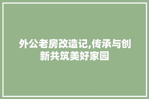 外公老房改造记,传承与创新共筑美好家园