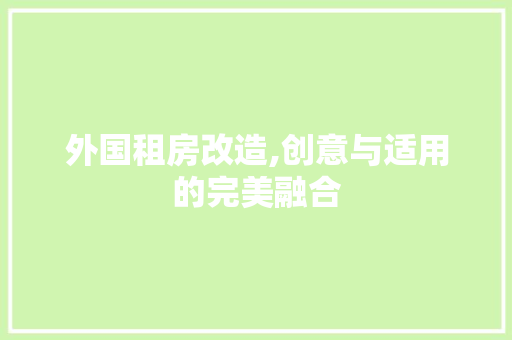 外国租房改造,创意与适用的完美融合