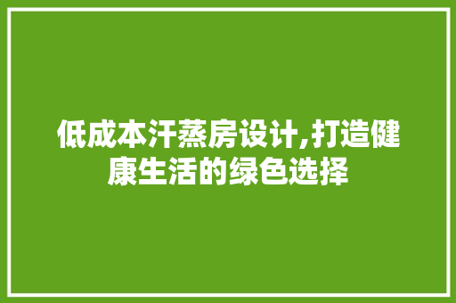 低成本汗蒸房设计,打造健康生活的绿色选择