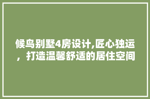 候鸟别墅4房设计,匠心独运，打造温馨舒适的居住空间