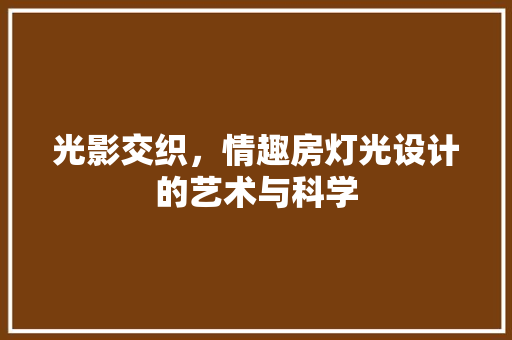 光影交织，情趣房灯光设计的艺术与科学