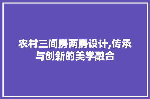 农村三间房两房设计,传承与创新的美学融合