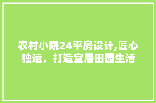 农村小院24平房设计,匠心独运，打造宜居田园生活