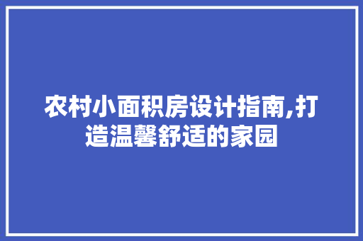 农村小面积房设计指南,打造温馨舒适的家园 建筑设计