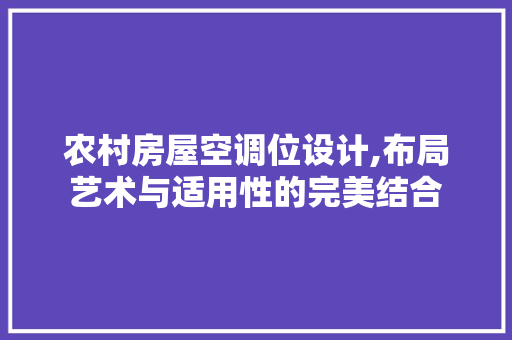 农村房屋空调位设计,布局艺术与适用性的完美结合