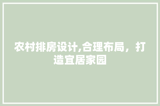农村排房设计,合理布局，打造宜居家园