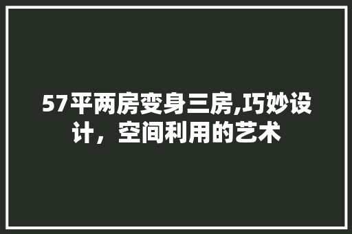 57平两房变身三房,巧妙设计，空间利用的艺术