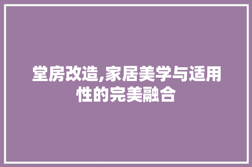 堂房改造,家居美学与适用性的完美融合