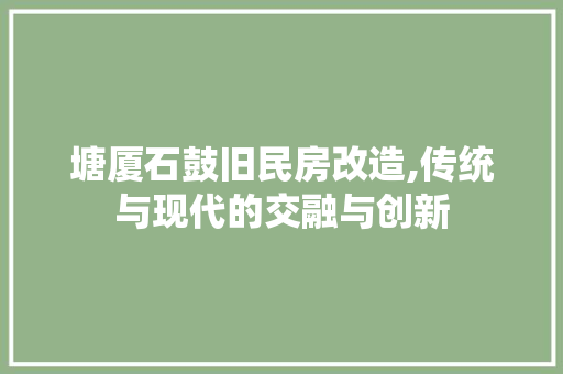 塘厦石鼓旧民房改造,传统与现代的交融与创新