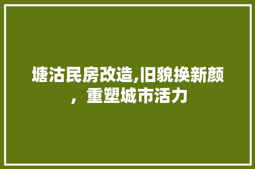 塘沽民房改造,旧貌换新颜，重塑城市活力
