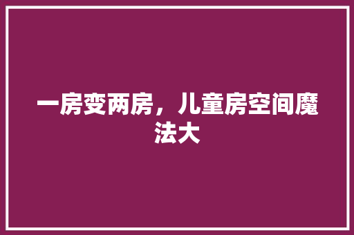一房变两房，儿童房空间魔法大