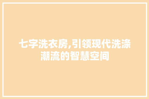 七字洗衣房,引领现代洗涤潮流的智慧空间 地面装修