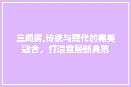 三间房,传统与现代的完美融合，打造宜居新典范