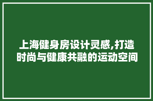 上海健身房设计灵感,打造时尚与健康共融的运动空间