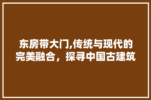 东房带大门,传统与现代的完美融合，探寻中国古建筑之美