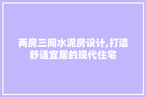 两房三间水泥房设计,打造舒适宜居的现代住宅 地面装修