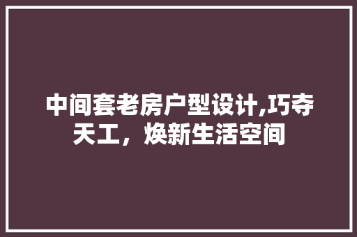 中间套老房户型设计,巧夺天工，焕新生活空间