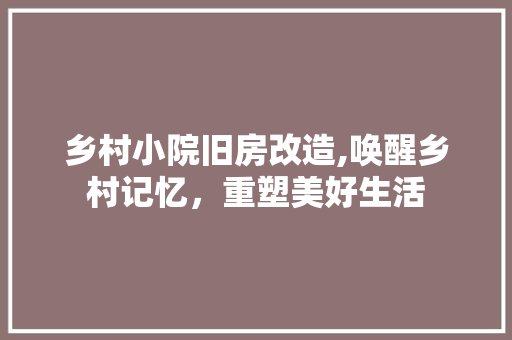 乡村小院旧房改造,唤醒乡村记忆，重塑美好生活