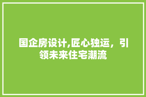 国企房设计,匠心独运，引领未来住宅潮流