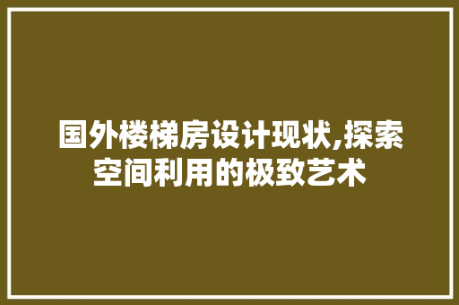 国外楼梯房设计现状,探索空间利用的极致艺术