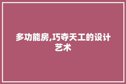 多功能房,巧夺天工的设计艺术