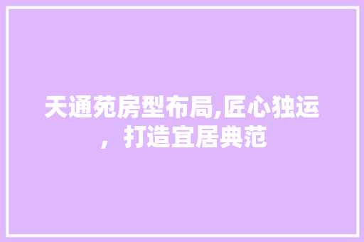 天通苑房型布局,匠心独运，打造宜居典范