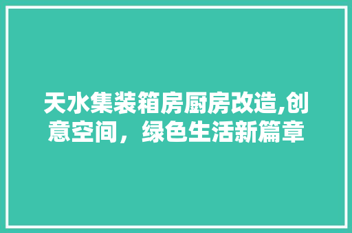 天水集装箱房厨房改造,创意空间，绿色生活新篇章