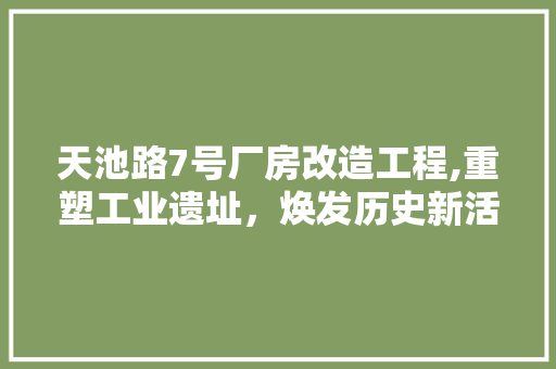 天池路7号厂房改造工程,重塑工业遗址，焕发历史新活力