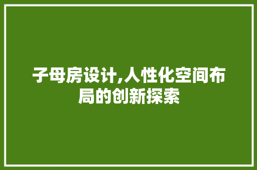 子母房设计,人性化空间布局的创新探索 装修材料