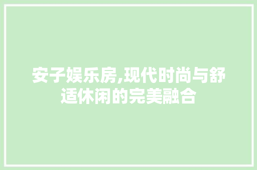 安子娱乐房,现代时尚与舒适休闲的完美融合