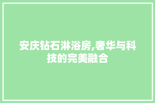 安庆钻石淋浴房,奢华与科技的完美融合
