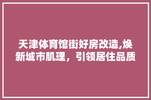 天津体育馆街好房改造,焕新城市肌理，引领居住品质升级
