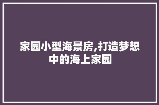 家园小型海景房,打造梦想中的海上家园