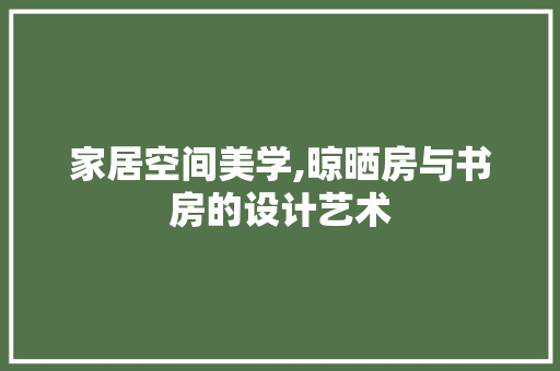 家居空间美学,晾晒房与书房的设计艺术