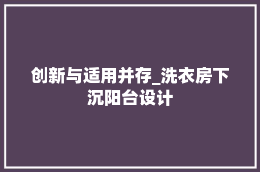 创新与适用并存_洗衣房下沉阳台设计 庭院装修