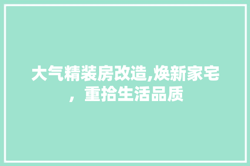 大气精装房改造,焕新家宅，重拾生活品质
