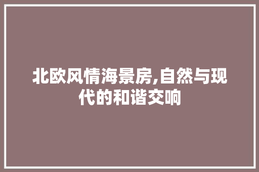北欧风情海景房,自然与现代的和谐交响 装修攻略