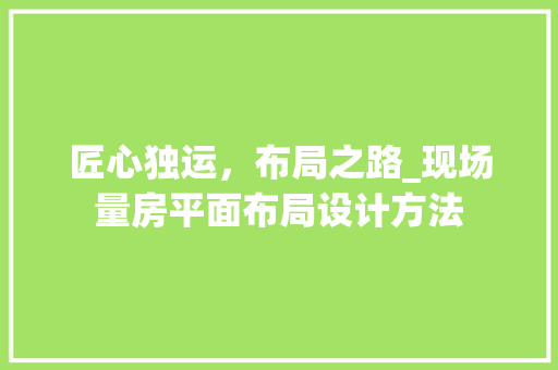 匠心独运，布局之路_现场量房平面布局设计方法