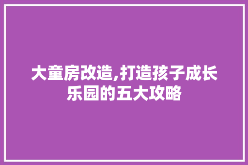 大童房改造,打造孩子成长乐园的五大攻略