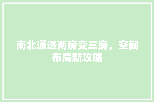 南北通透两房变三房，空间布局新攻略