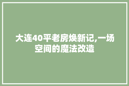 大连40平老房焕新记,一场空间的魔法改造